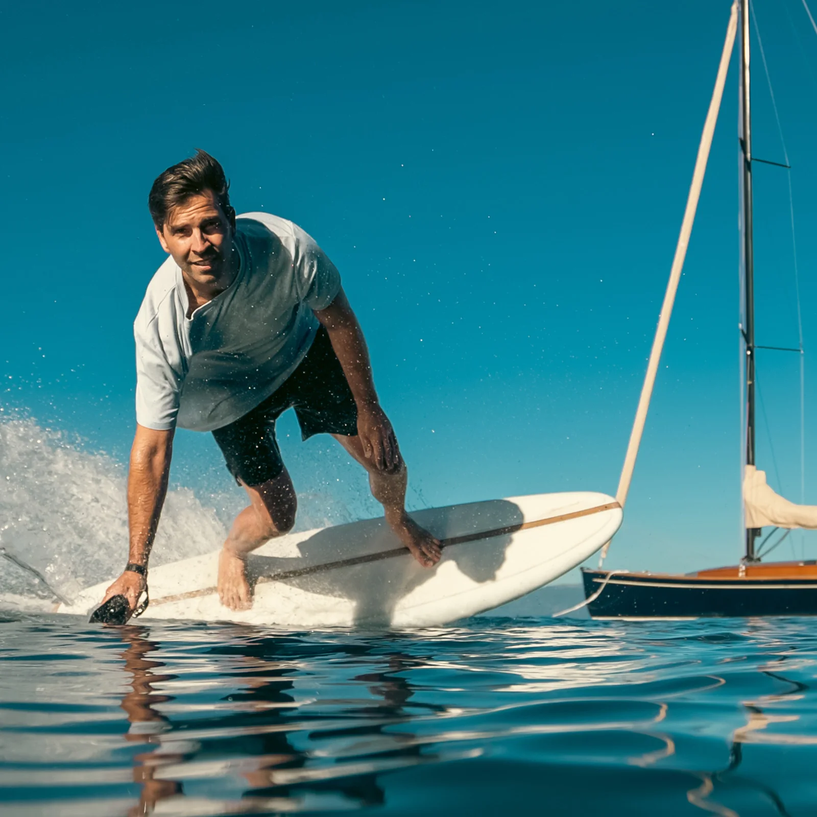 LIND electric surfboard rider; manufacturer photography